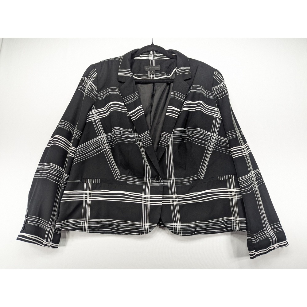 Black & White Plaid Women's Blazer Jacket
